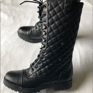 Black Lace-Up Combat Boots